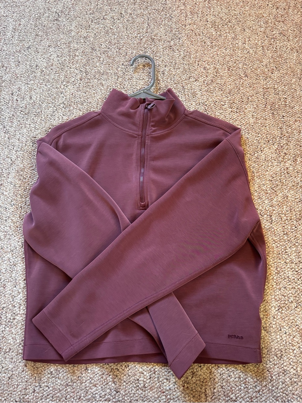Prana half zip, shea material, 1/2 zip front with mock/funnel neck